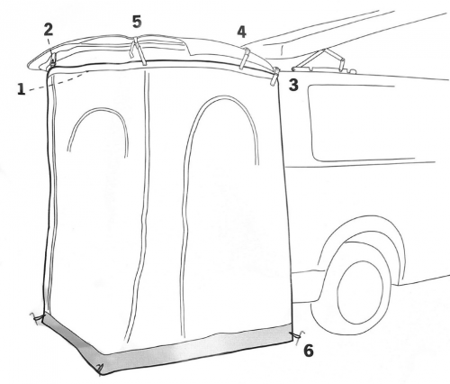 900131 палатка Fritz-Rear 2 на заднюю дверь VW T5/T6